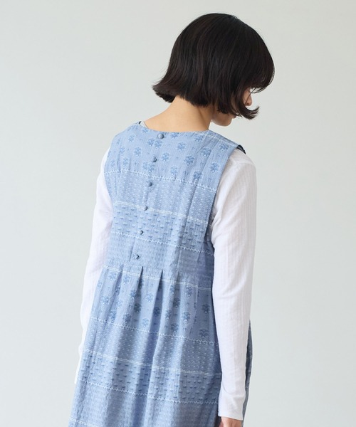 bulle de savon(ビュルデサボン)の「noble flower ジャカード ジャンパースカート(ジャンパースカート・レディース・ブルーグレー/アイボリー・FREE)」の10枚目の写真