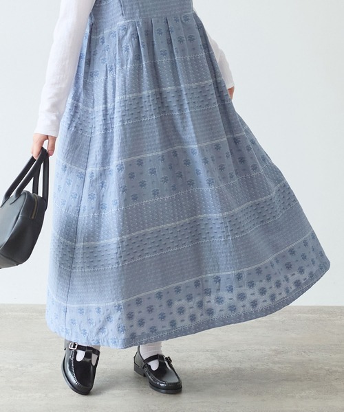 bulle de savon(ビュルデサボン)の「noble flower ジャカード ジャンパースカート(ジャンパースカート・レディース・ブルーグレー/アイボリー・FREE)」の11枚目の写真