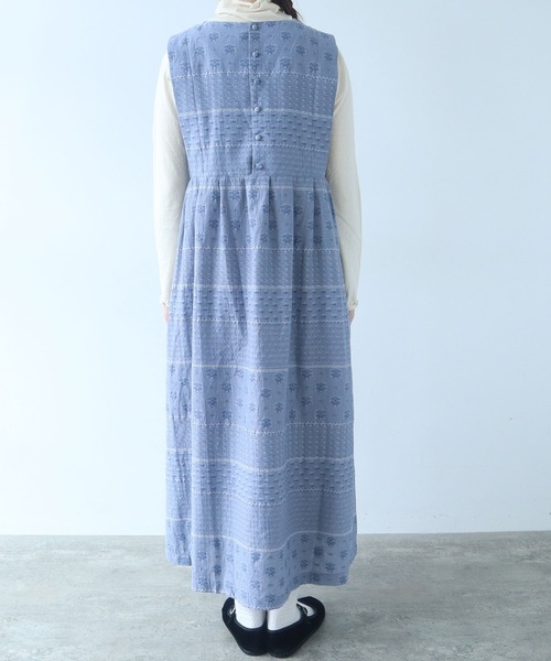 bulle de savon(ビュルデサボン)の「noble flower ジャカード ジャンパースカート(ジャンパースカート・レディース・ブルーグレー/アイボリー・FREE)」の14枚目の写真