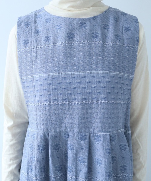 bulle de savon(ビュルデサボン)の「noble flower ジャカード ジャンパースカート(ジャンパースカート・レディース・ブルーグレー/アイボリー・FREE)」の16枚目の写真