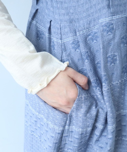 bulle de savon(ビュルデサボン)の「noble flower ジャカード ジャンパースカート(ジャンパースカート・レディース・ブルーグレー/アイボリー・FREE)」の18枚目の写真