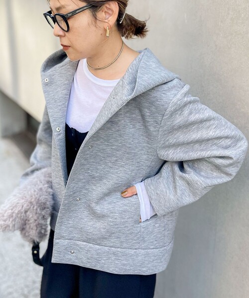 Rie Miller(リエミラー)の「《セットアップ対応》ウォッシャブルエアボールフードブルゾン(ブルゾン・レディース・グレー/ブラック・38)」の1枚目の写真