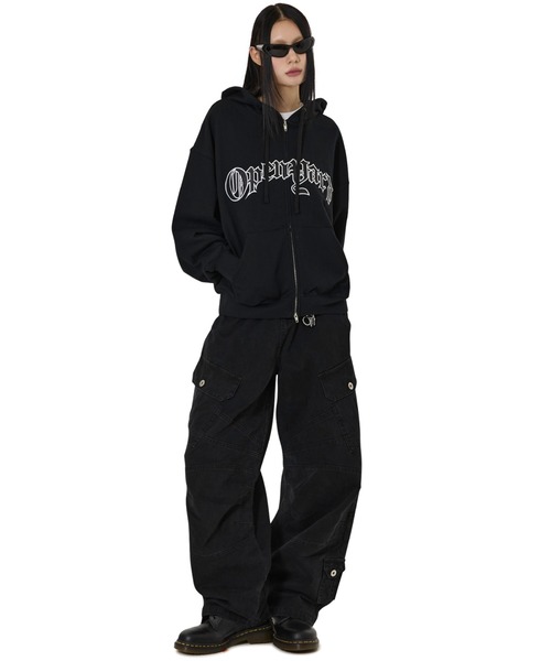 OY(オーワイ)の「『OY/オーワイ』OLD LEATHER PATCH HOODIE ZIP UP/オールドレザーパッチジップアップパーカー(パーカー・レディース・ブラック・L/M)」の7枚目の写真
