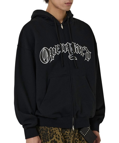 OY(オーワイ)の「『OY/オーワイ』OLD LEATHER PATCH HOODIE ZIP UP/オールドレザーパッチジップアップパーカー(パーカー・レディース・ブラック・L/M)」の3枚目の写真