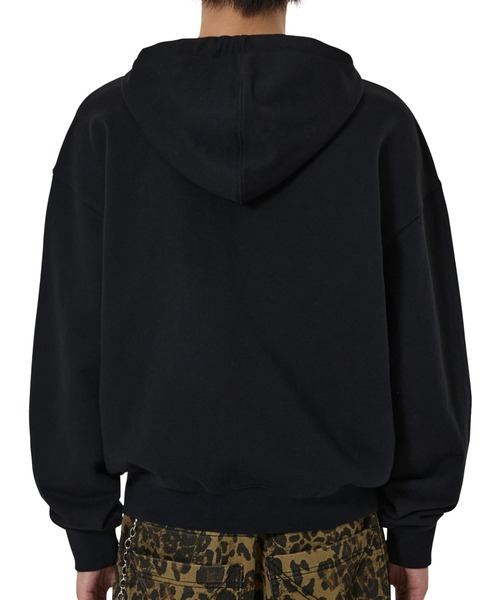 OY(オーワイ)の「『OY/オーワイ』OLD LEATHER PATCH HOODIE ZIP UP/オールドレザーパッチジップアップパーカー(パーカー・レディース・ブラック・L/M)」の4枚目の写真