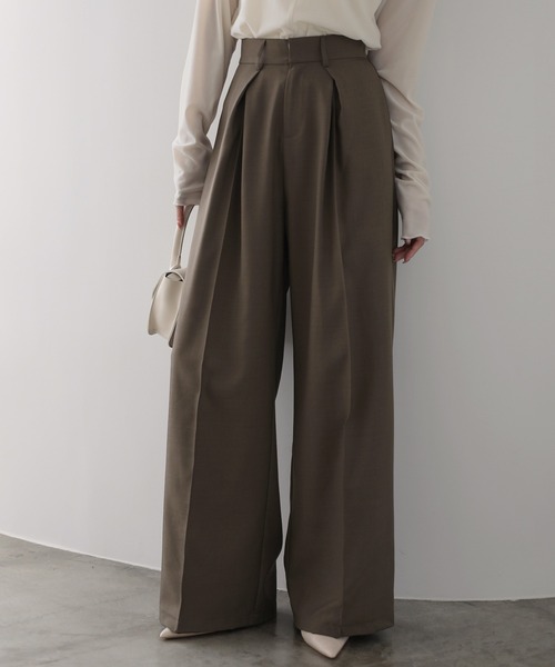 nouvellemoi(ヌーベルモイ)の「ダブルタックヘビーワイドスラックスパンツ(その他パンツ・レディース・グレー/ブラウン/ベージュ/ブラック・L/M/S)」の4枚目の写真