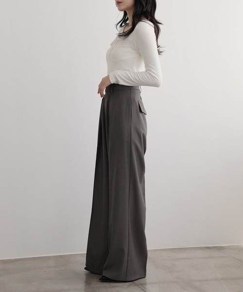 nouvellemoi(ヌーベルモイ)の「ダブルタックヘビーワイドスラックスパンツ(その他パンツ・レディース・グレー/ブラウン/ベージュ/ブラック・L/M/S)」の6枚目の写真