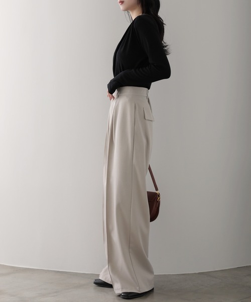 nouvellemoi(ヌーベルモイ)の「ダブルタックヘビーワイドスラックスパンツ(その他パンツ・レディース・グレー/ブラウン/ベージュ/ブラック・L/M/S)」の9枚目の写真
