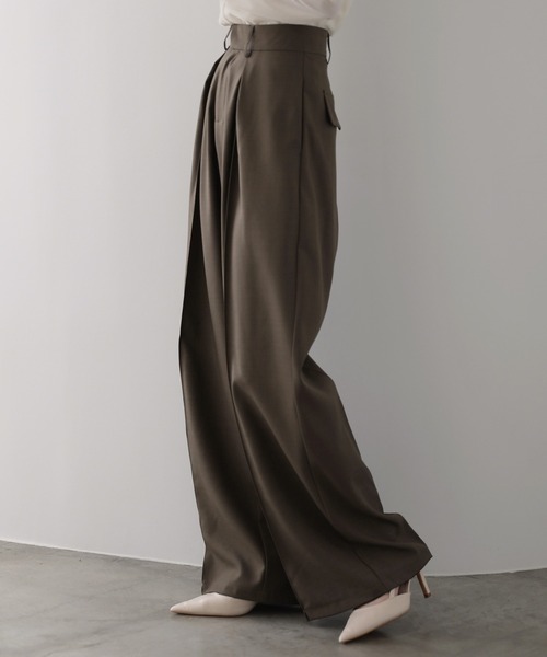 nouvellemoi(ヌーベルモイ)の「ダブルタックヘビーワイドスラックスパンツ(その他パンツ・レディース・グレー/ブラウン/ベージュ/ブラック・L/M/S)」の22枚目の写真