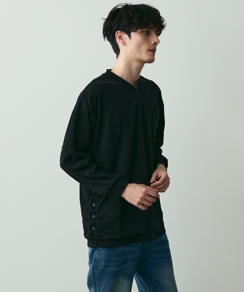 Shoowtime(ショウタイム)の「Snap Detail Pullover Long Sleeve Tee / スナップボタンデザインカットソー(Tシャツ/カットソー・メンズ・ブラック・MEDIUM/LARGE/X-LARGE)」の8枚目の写真
