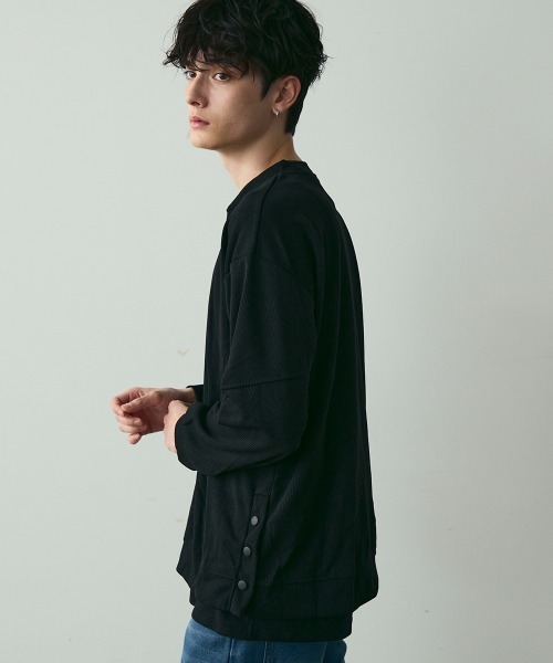 Shoowtime(ショウタイム)の「Snap Detail Pullover Long Sleeve Tee / スナップボタンデザインカットソー(Tシャツ/カットソー・メンズ・ブラック・MEDIUM/LARGE/X-LARGE)」の9枚目の写真