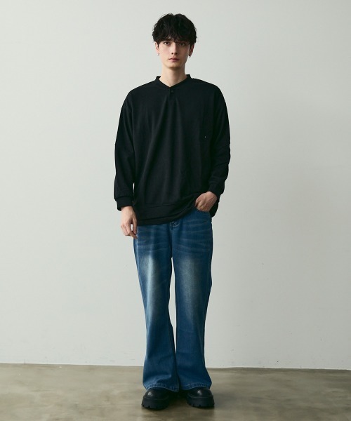 Shoowtime(ショウタイム)の「Snap Detail Pullover Long Sleeve Tee / スナップボタンデザインカットソー(Tシャツ/カットソー・メンズ・ブラック・MEDIUM/LARGE/X-LARGE)」の12枚目の写真
