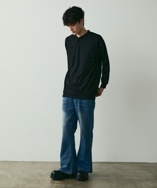Shoowtime(ショウタイム)の「Snap Detail Pullover Long Sleeve Tee / スナップボタンデザインカットソー(Tシャツ/カットソー・メンズ・ブラック・MEDIUM/LARGE/X-LARGE)」の15枚目の写真