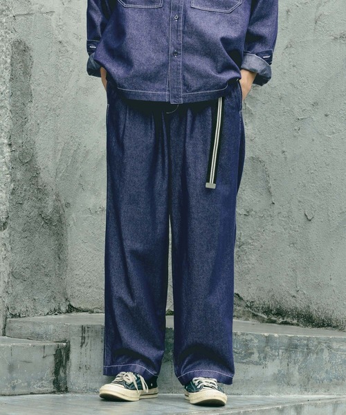 RAGEBLUE(レイジブルー)の「【BREEZY DENIM】ステッチデニムパンツ【セットアップ対応】(デニムパンツ・メンズ・ブルー/ブラック・MEDIUM/LARGE)」の1枚目の写真