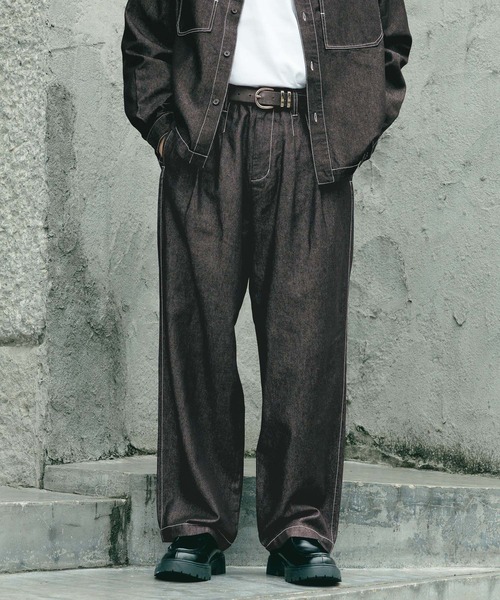 RAGEBLUE(レイジブルー)の「【BREEZY DENIM】ステッチデニムパンツ【セットアップ対応】(デニムパンツ・メンズ・ブルー/ブラック・MEDIUM/LARGE)」の2枚目の写真