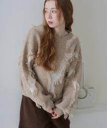 Bab（バブ）の「シャギージャガードニットトップス（ニット/セーター・レディース）」