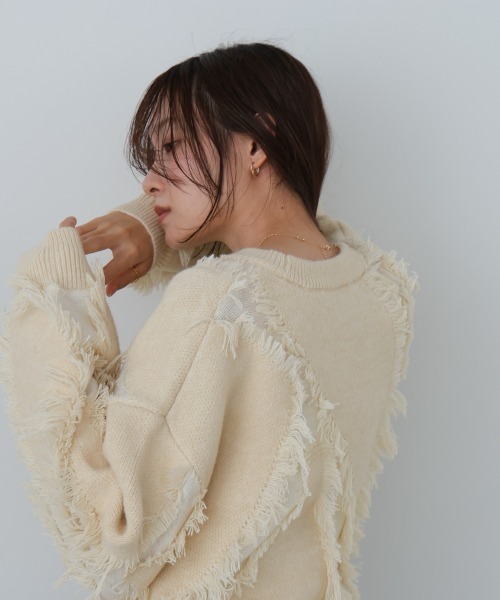 Bab(バブ)の「シャギージャガードニットトップス(ニット/セーター・レディース・ベージュ/ライトグリーン/アイボリー/グレー・FREE)」の22枚目の写真