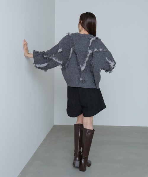 Bab(バブ)の「シャギージャガードニットトップス(ニット/セーター・レディース・ベージュ/ライトグリーン/アイボリー/グレー・FREE)」の7枚目の写真