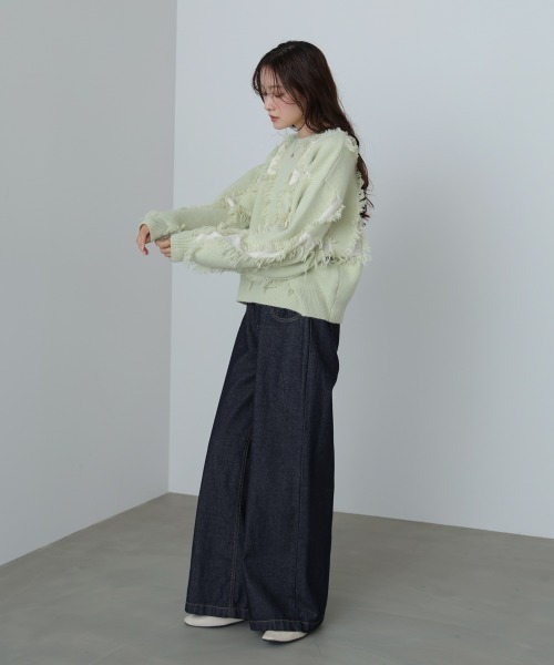 Bab(バブ)の「シャギージャガードニットトップス(ニット/セーター・レディース・ベージュ/ライトグリーン/アイボリー/グレー・FREE)」の12枚目の写真