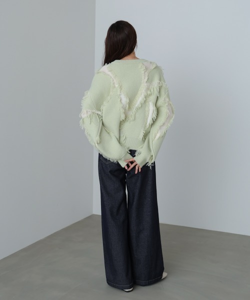 Bab(バブ)の「シャギージャガードニットトップス(ニット/セーター・レディース・ベージュ/ライトグリーン/アイボリー/グレー・FREE)」の17枚目の写真