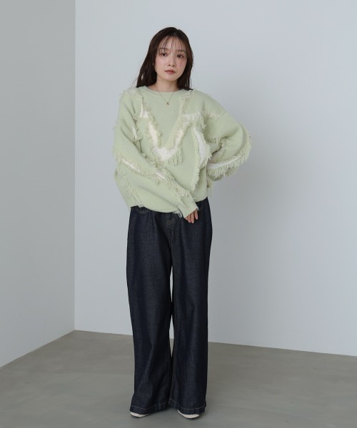 Bab(バブ)の「シャギージャガードニットトップス(ニット/セーター・レディース・ベージュ/ライトグリーン/アイボリー/グレー・FREE)」の20枚目の写真