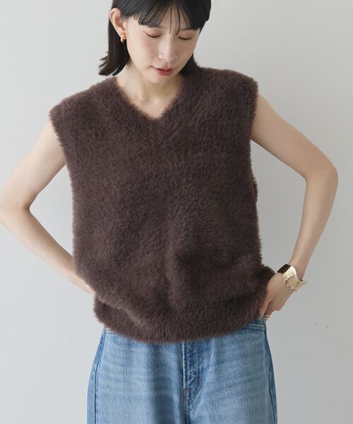 AMERICAN HOLIC(アメリカンホリック)の「【選べる丈】シャギーニットベスト(ベスト・レディース・ネイビー/ブラウン/グレイッシュベージュ・M/L)」の12枚目の写真