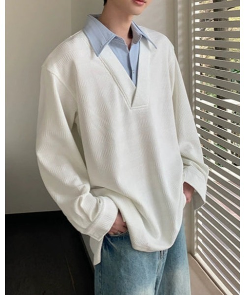 Otte(オッテ)の「シャツレイヤードトップス(シャツ/ブラウス・メンズ・ブラック/ホワイト・LARGE/MEDIUM/X-LARGE)」の3枚目の写真