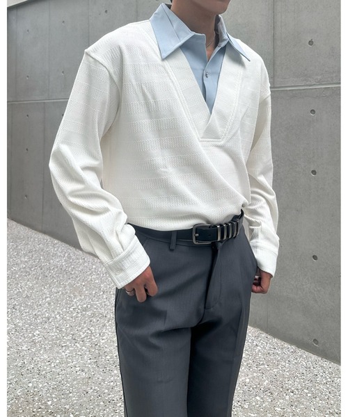 Otte(オッテ)の「シャツレイヤードトップス(シャツ/ブラウス・メンズ・ブラック/ホワイト・LARGE/MEDIUM/X-LARGE)」の4枚目の写真
