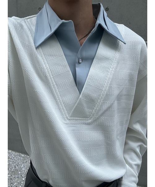 Otte(オッテ)の「シャツレイヤードトップス(シャツ/ブラウス・メンズ・ブラック/ホワイト・LARGE/MEDIUM/X-LARGE)」の10枚目の写真