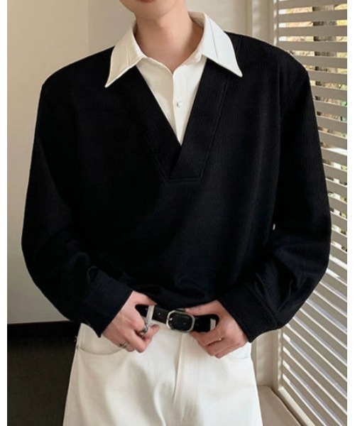 Otte(オッテ)の「シャツレイヤードトップス(シャツ/ブラウス・メンズ・ブラック/ホワイト・LARGE/MEDIUM/X-LARGE)」の18枚目の写真