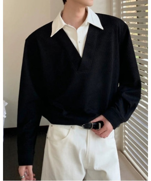 Otte(オッテ)の「シャツレイヤードトップス(シャツ/ブラウス・メンズ・ブラック/ホワイト・LARGE/MEDIUM/X-LARGE)」の5枚目の写真