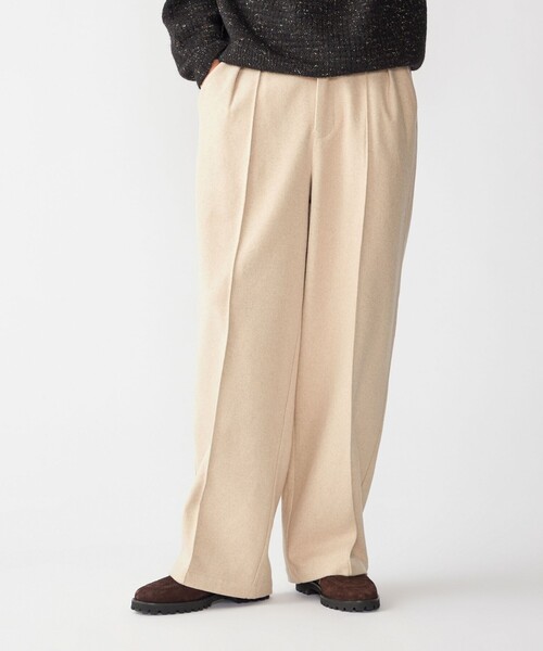 SHIPS（シップス）の「【WEB限定】SHIPS:〈手洗い可能〉ウールブレンド ワイド スラックス（スラックス・メンズ・ブラック/ダークグレー/ベージュ/ネイビー・SMALL/MEDIUM/LARGE/X-LARGE）」の4枚目の写真