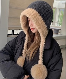 shoppinggo（ショッピングゴー）の「帽子 ポンポン ふわもこ 柔らか 耳あて付き レディース 秋冬 ハット 冬 暖かい 防寒（ニットキャップ/ビーニー）」
