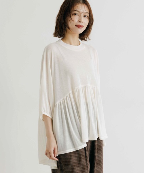 studio CLIP（スタディオクリップ）の「ギャザードルマンプルオーバー（Tシャツ/カットソー・レディース・ブラウン/ブラック/アイボリー・FREE）」の3枚目の写真