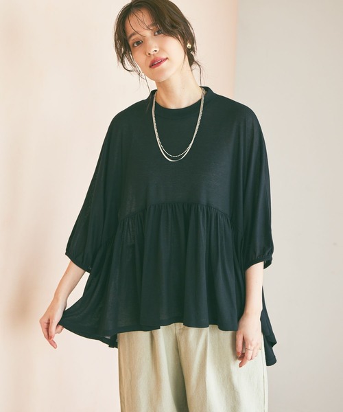 studio CLIP（スタディオクリップ）の「ギャザードルマンプルオーバー（Tシャツ/カットソー・レディース・ブラウン/ブラック/アイボリー・FREE）」の4枚目の写真