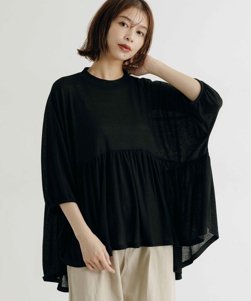 studio CLIP（スタディオクリップ）の「ギャザードルマンプルオーバー（Tシャツ/カットソー・レディース・ブラウン/ブラック/アイボリー・FREE）」の8枚目の写真