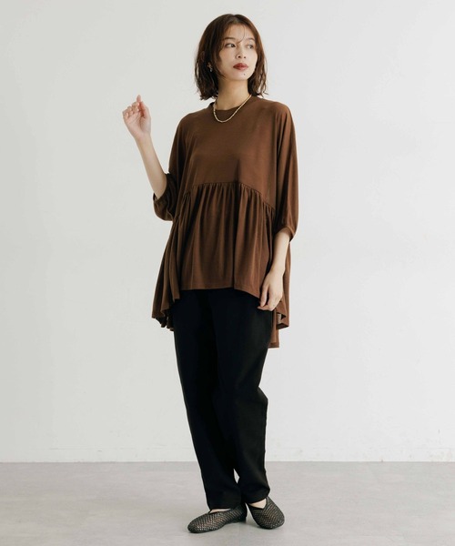 studio CLIP（スタディオクリップ）の「ギャザードルマンプルオーバー（Tシャツ/カットソー・レディース・ブラウン/ブラック/アイボリー・FREE）」の16枚目の写真
