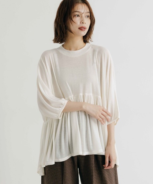 studio CLIP（スタディオクリップ）の「ギャザードルマンプルオーバー（Tシャツ/カットソー・レディース・ブラウン/ブラック/アイボリー・FREE）」の17枚目の写真