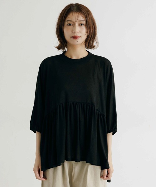 studio CLIP（スタディオクリップ）の「ギャザードルマンプルオーバー（Tシャツ/カットソー・レディース・ブラウン/ブラック/アイボリー・FREE）」の22枚目の写真