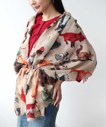 ウールシルクアニマルショール