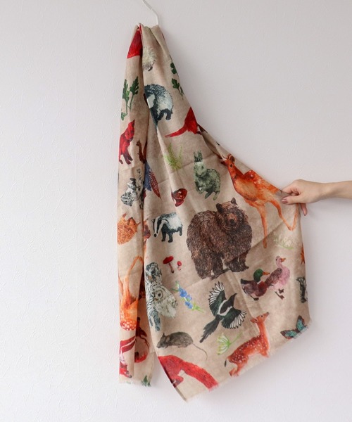 Three Four Time（ｽﾘｰﾌｫｰﾀｲﾑ）の「ウールシルクアニマルショール（ストール/ショール・レディース・ベージュ/ネイビー・FREE）」の11枚目の写真