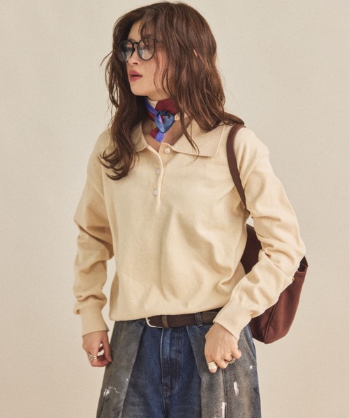 MIRROR STOKE（ミラーストーク）の「【ZOZO限定】POLO-NECK SWEATER/ポロネックセーター（ニット/セーター・レディース・ワイン/グレー/アイボリー・MEDIUM）」の13枚目の写真