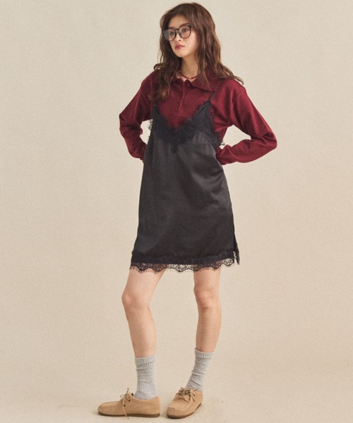 MIRROR STOKE（ミラーストーク）の「【ZOZO限定】POLO-NECK SWEATER/ポロネックセーター（ニット/セーター・レディース・ワイン/グレー/アイボリー・MEDIUM）」の4枚目の写真