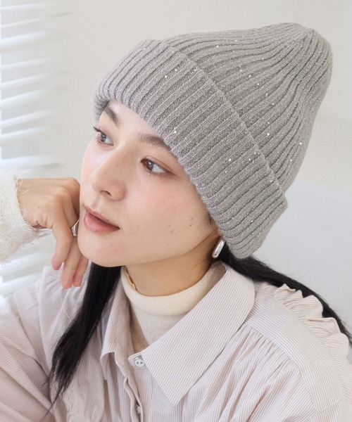 セール】スパンコールラメニット帽（ニットキャップ/ビーニー）｜VIS