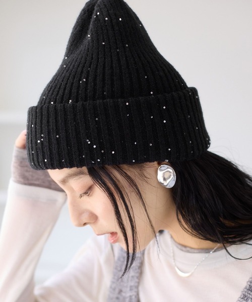 セール】スパンコールラメニット帽（ニットキャップ/ビーニー）｜VIS