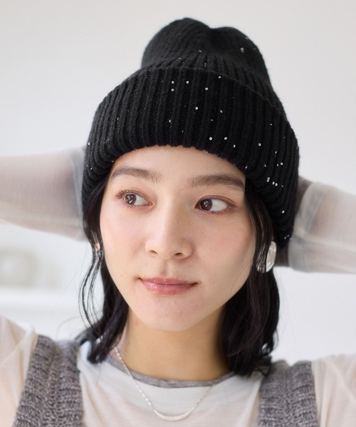 セール】スパンコールラメニット帽（ニットキャップ/ビーニー）｜VIS