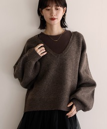 【2点セット】大人のレイヤードニット Vネックニット×タンクトップ
