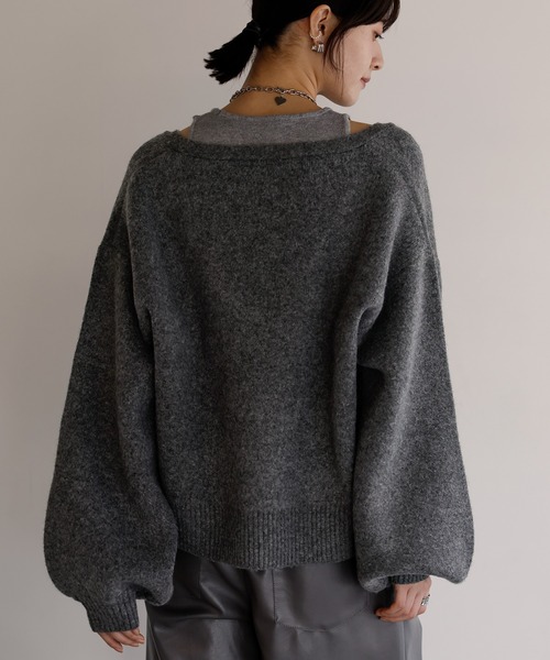 shetila(シェティラ)の「【2点セット】大人のレイヤードニット Vネックニット×タンクトップ(ニット/セーター・レディース・チャコール/ブラウン/グレイッシュベージュ/ブラック・M)」の22枚目の写真