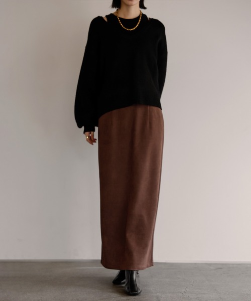 shetila(シェティラ)の「【2点セット】大人のレイヤードニット Vネックニット×タンクトップ(ニット/セーター・レディース・チャコール/ブラウン/グレイッシュベージュ/ブラック・M)」の8枚目の写真