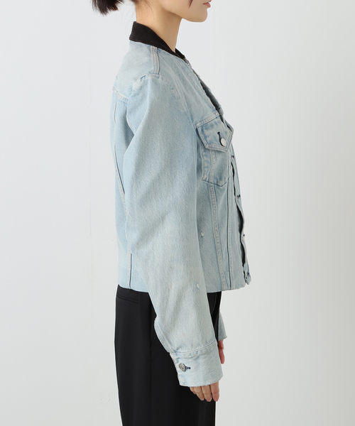 TANAKA（タナカ）の「TANAKA NO COLLAR TRUCKER JACKET ST-4-25-IC：ジャケット（デニムジャケット・レディース・サックスブルー・X-SMALL）」の2枚目の写真